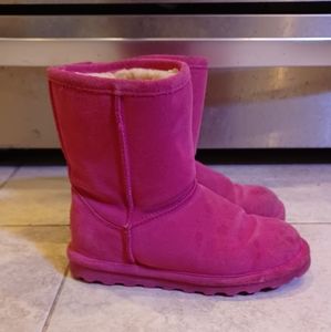 Bearpaw kids boots suede shearling pink size 1 wide